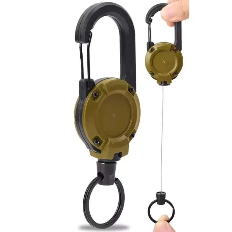 Retractable Rope Carabiner Key Holder-2pcs Black