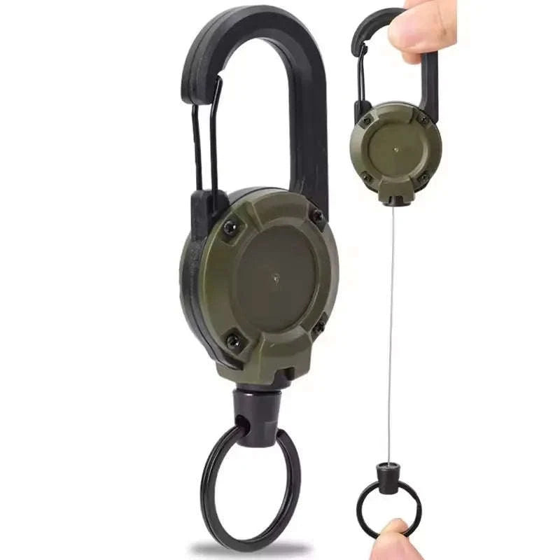 Retractable Rope Carabiner Key Holder-2pcs Black