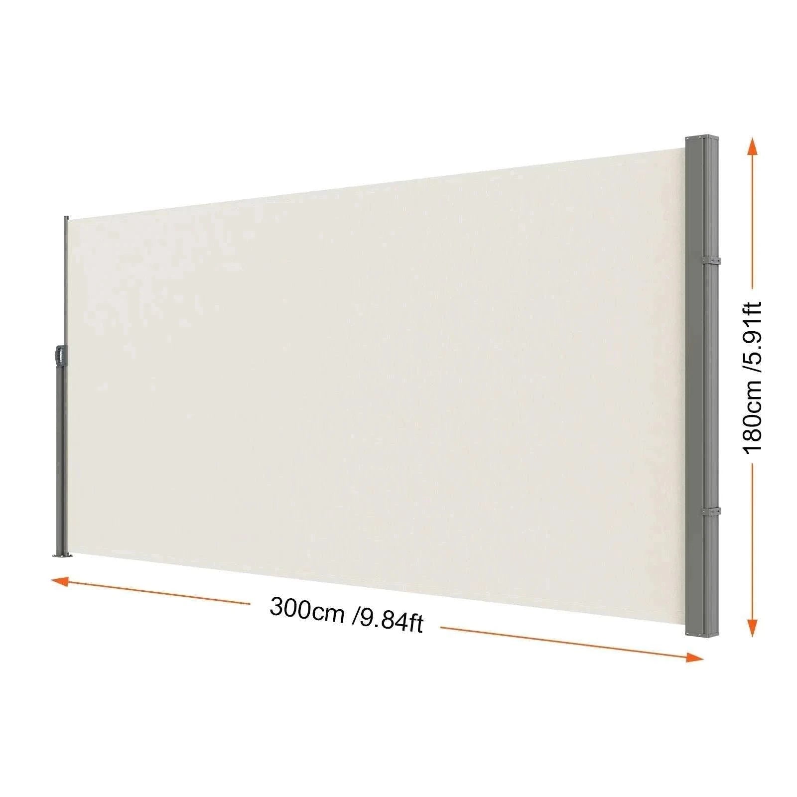 Retractable Side Awning Privacy Screen UV30+ Waterproof Patio Divider-180X350cm Yellowish / Poland
