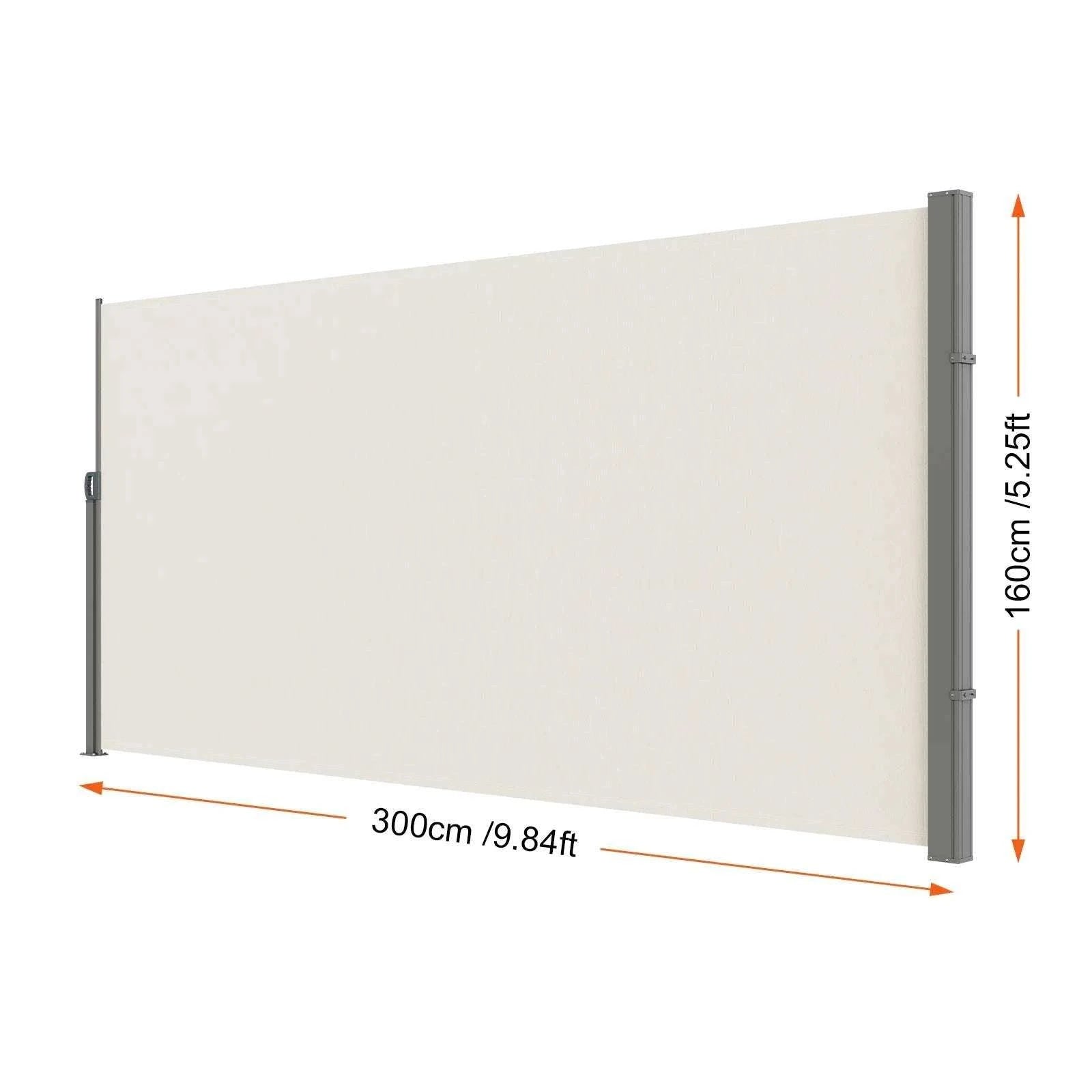 Retractable Side Awning Privacy Screen UV30+ Waterproof Patio Divider-180X350cm Yellowish / Poland