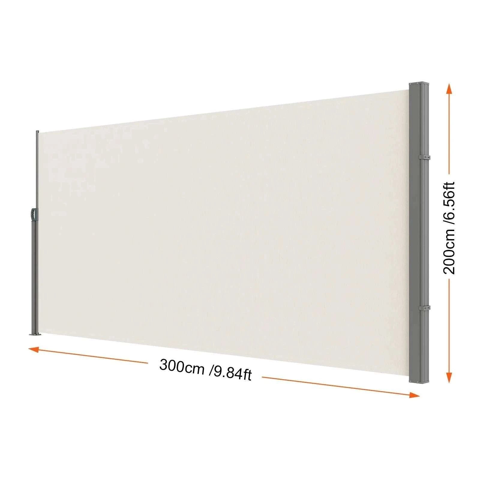 Retractable Side Awning Privacy Screen UV30+ Waterproof Patio Divider-180X350cm Yellowish / Poland