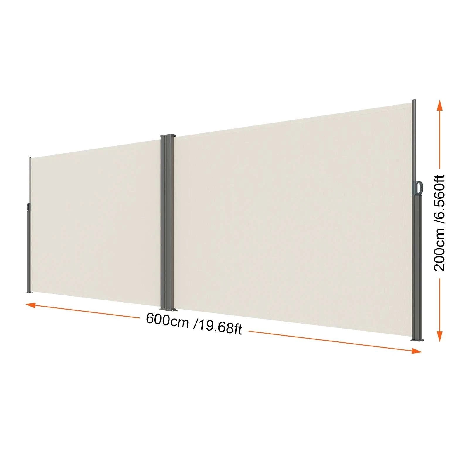 Retractable Side Awning Privacy Screen UV30+ Waterproof Patio Divider-180X350cm Yellowish / Poland
