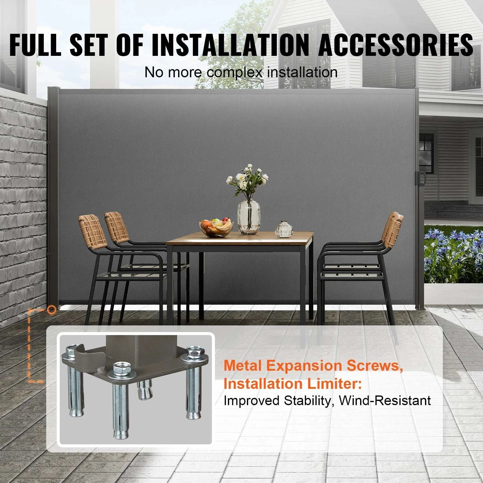 Retractable Side Awning Privacy Screen UV30+ Waterproof Patio Divider-180X350cm Yellowish / Poland