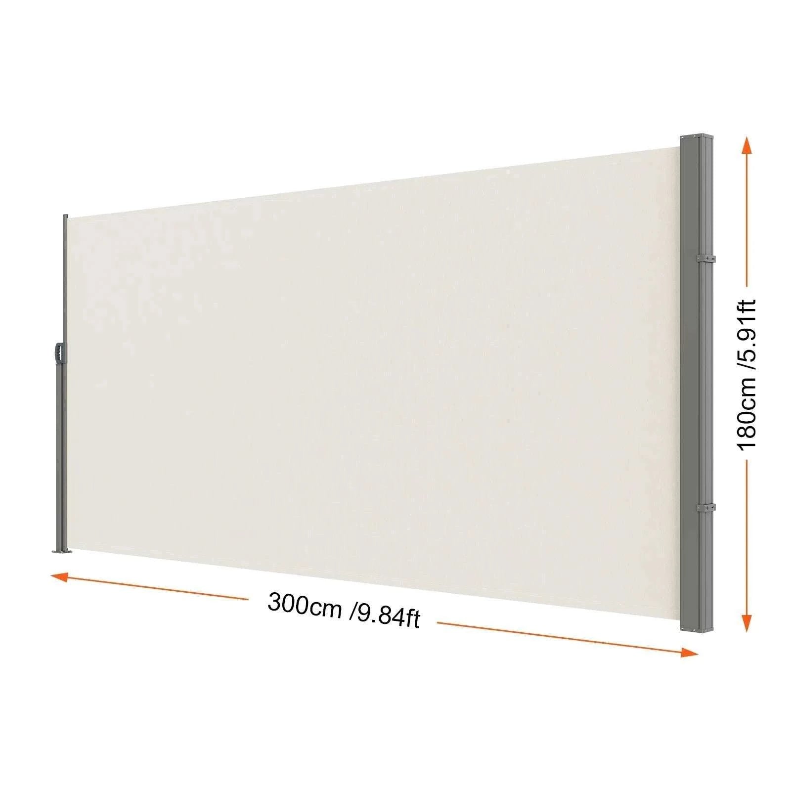 Retractable Side Awning Privacy Screen UV30+ Waterproof Patio Divider-180X350cm Yellowish / Poland