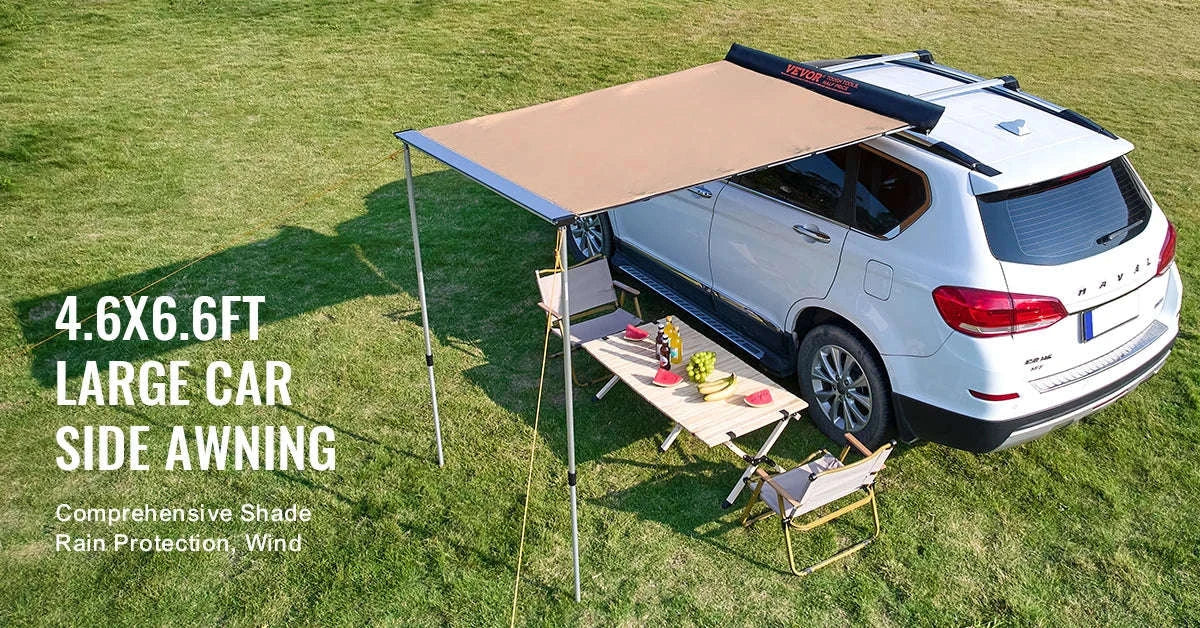 Retractable Vehicle Side Awning with Waterproof Storage Bag-6.6x8.2ft / United Kingdom