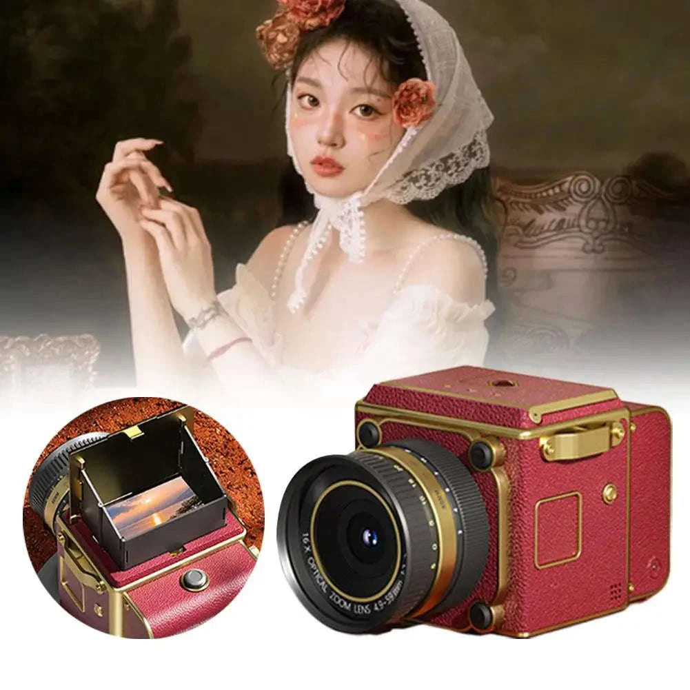 Retro CCD Digital Camera with 4K Video & 16X Zoom Portable Mini-Red