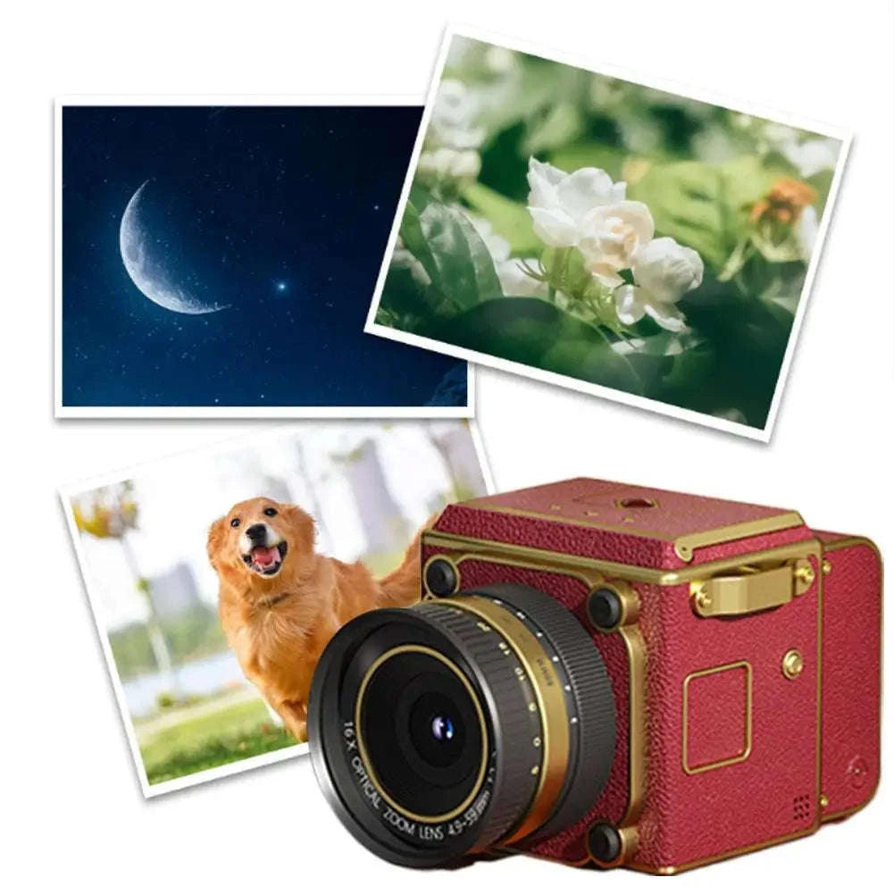Retro CCD Digital Camera with 4K Video & 16X Zoom Portable Mini-Red