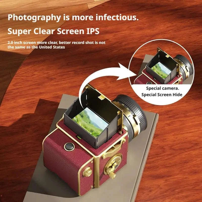 Retro CCD Digital Camera with 4K Video & 16X Zoom Portable Mini-Red
