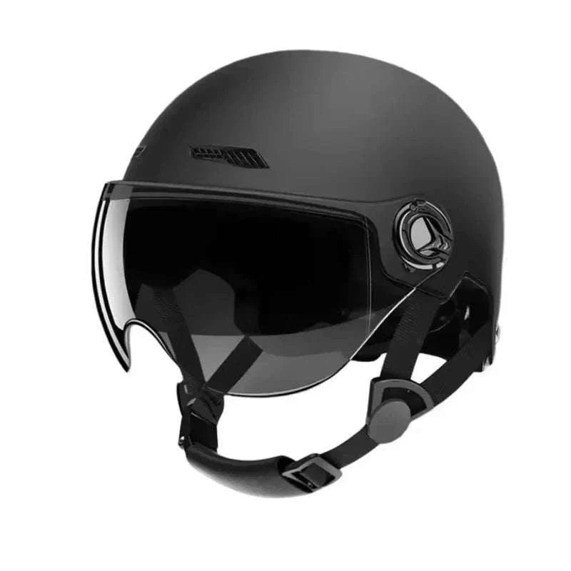 Retro Half Motorcycle Helmet Lightweight ABS Safety Helmet-black
