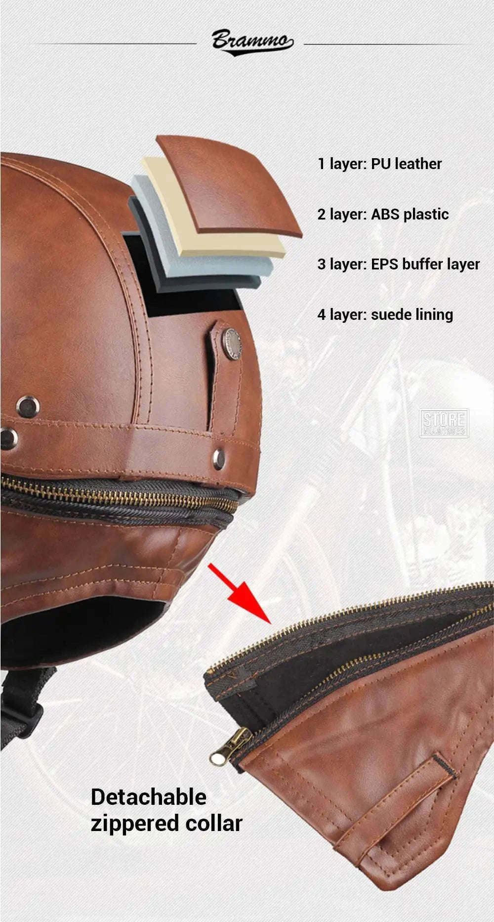 Retro Motorcycle Half Helmet with HD Lens-535 Glasses BK / XL