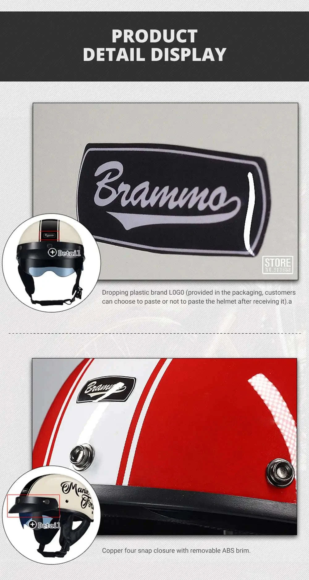 Retro Motorcycle Half Helmet with HD Lens-535 Glasses BK / XL