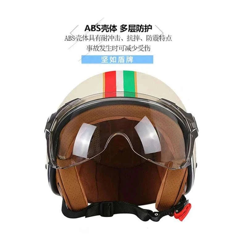 Retro Open Face Motorcycle Helmet 3/4 ABS Lightweight 1kg-7 / China Mainland / M