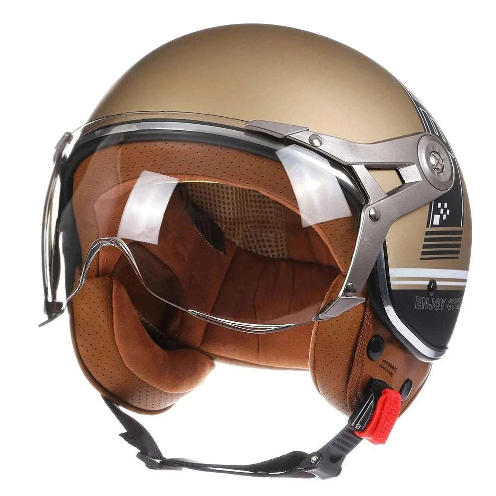 Retro Open Face Motorcycle Helmet 3/4 ABS Lightweight 1kg-7 / China Mainland / M
