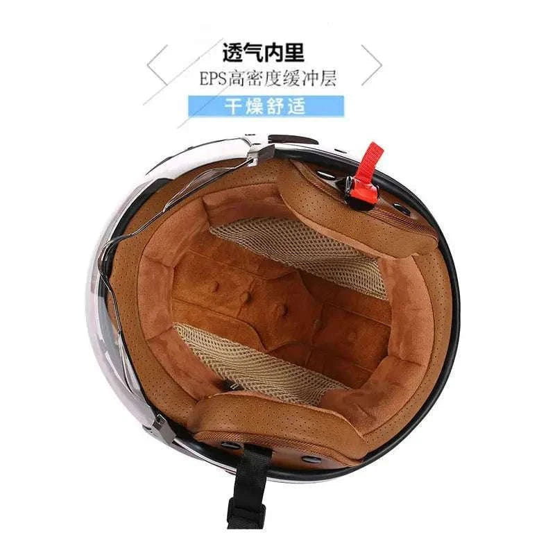 Retro Open Face Motorcycle Helmet 3/4 ABS Lightweight 1kg-7 / China Mainland / M