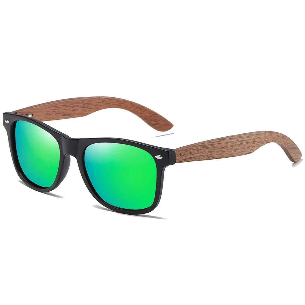 Retro Walnut Wood Polarized Sunglasses UV400 Anti-Blue Pilot Style-Anti Blue