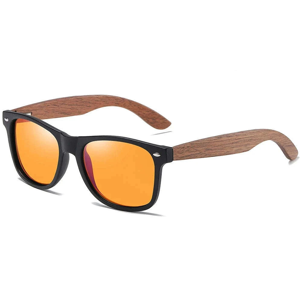 Retro Walnut Wood Polarized Sunglasses UV400 Anti-Blue Pilot Style-Anti Blue