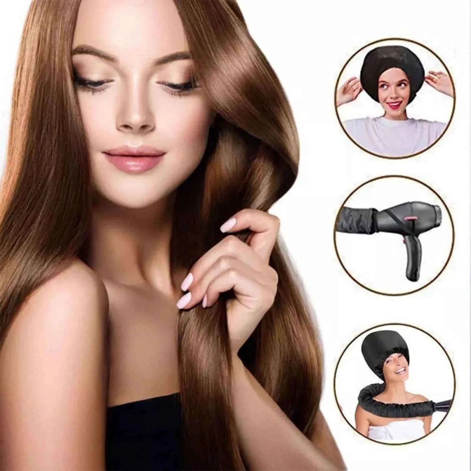 Reusable Hair Dryer Steamer Cap for Drying and Deep Conditioning-Silver gray