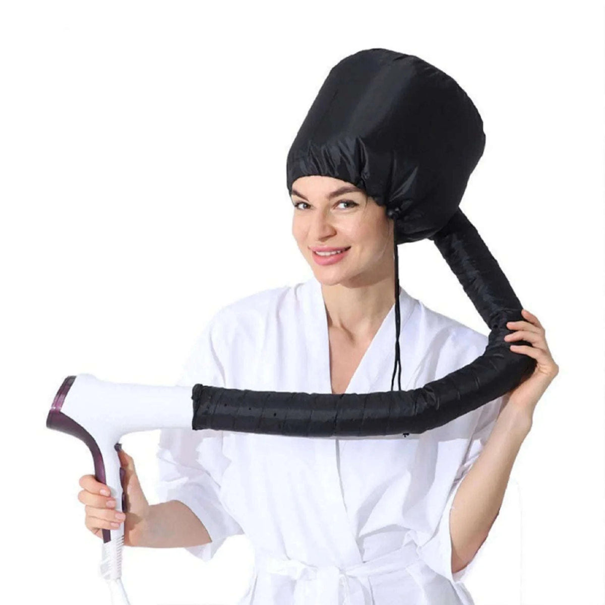 Reusable Hair Dryer Steamer Cap for Drying and Deep Conditioning-Silver gray
