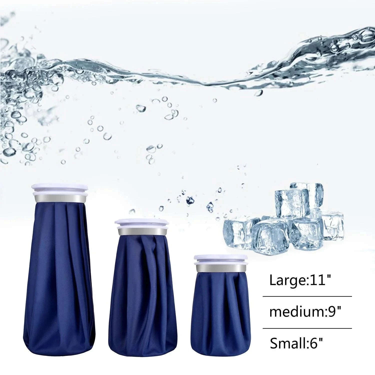 Reusable Hot & Cold Therapy Ice Bag Set (3 Sizes) for Pain Relief-Blue / 6 inch