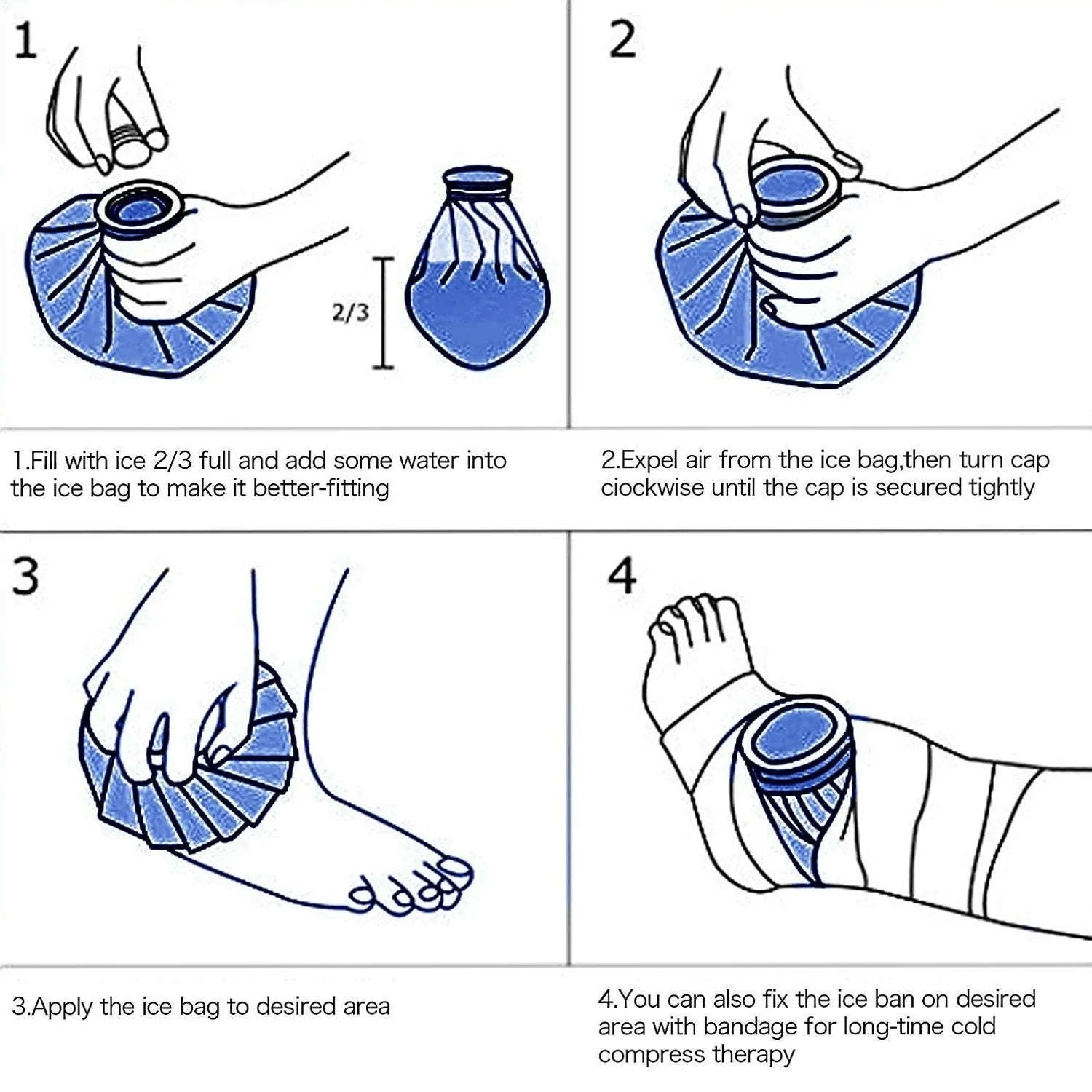 Reusable Hot & Cold Therapy Ice Bag Set (3 Sizes) for Pain Relief-Blue / 6 inch