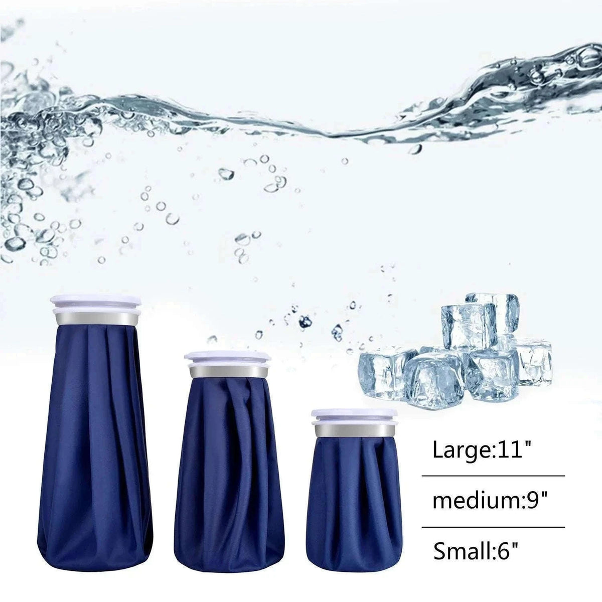 Reusable Hot & Cold Therapy Ice Bag Set (3 Sizes) for Pain Relief-Blue / 6 inch