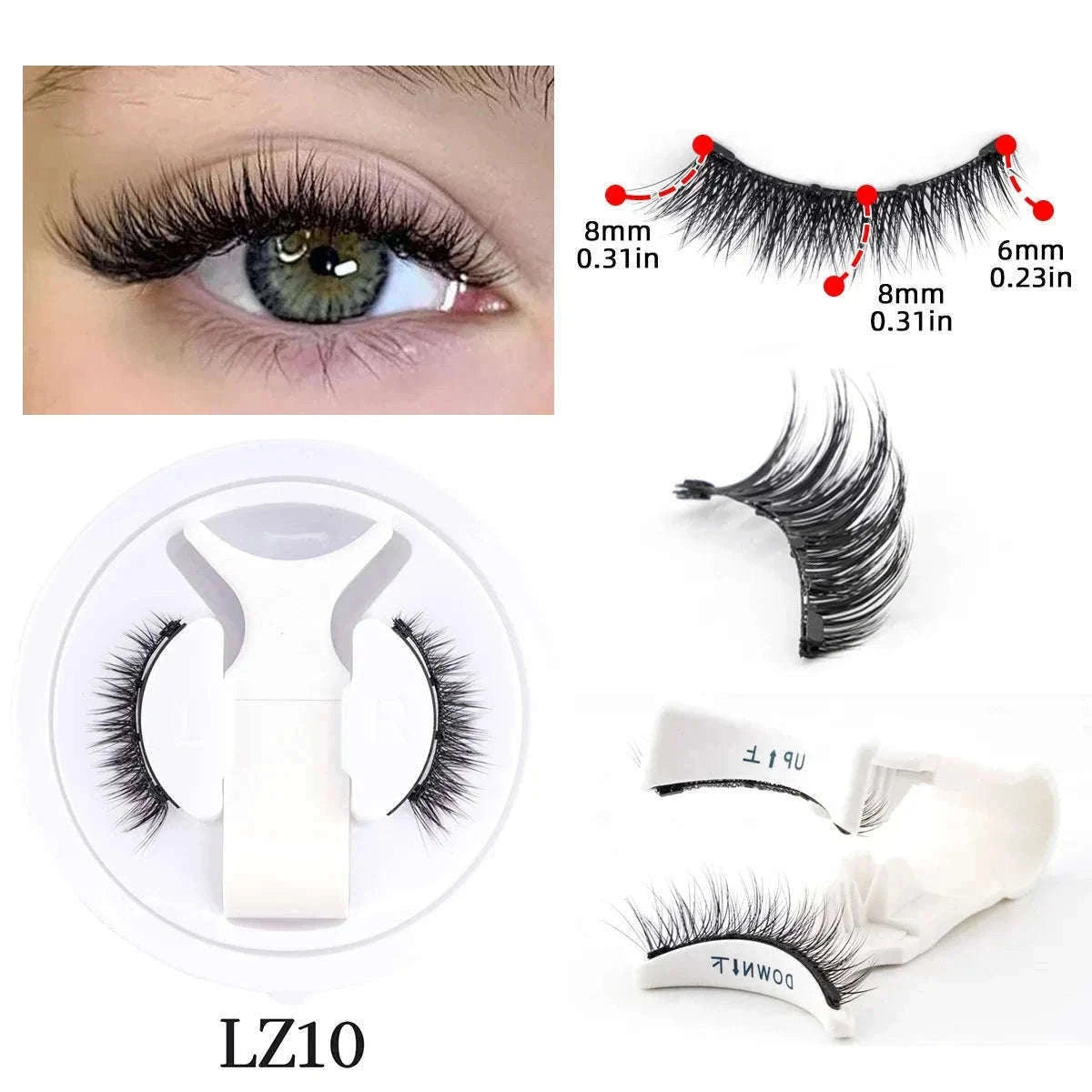 Reusable Magnetic False Eyelashes with Applicator Tweezers Set-1 Pair LZ04