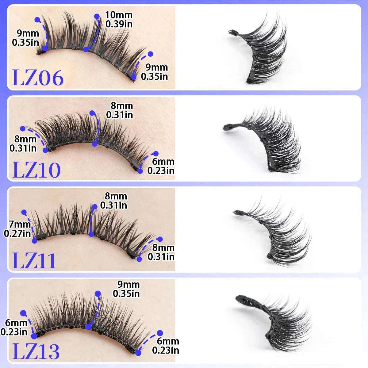 Reusable Magnetic False Eyelashes with Applicator Tweezers Set-1 Pair LZ04