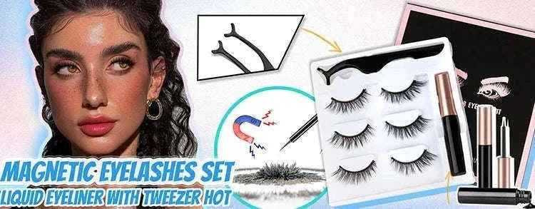 Reusable Magnetic False Eyelashes with Applicator Tweezers Set-1 Pair LZ04