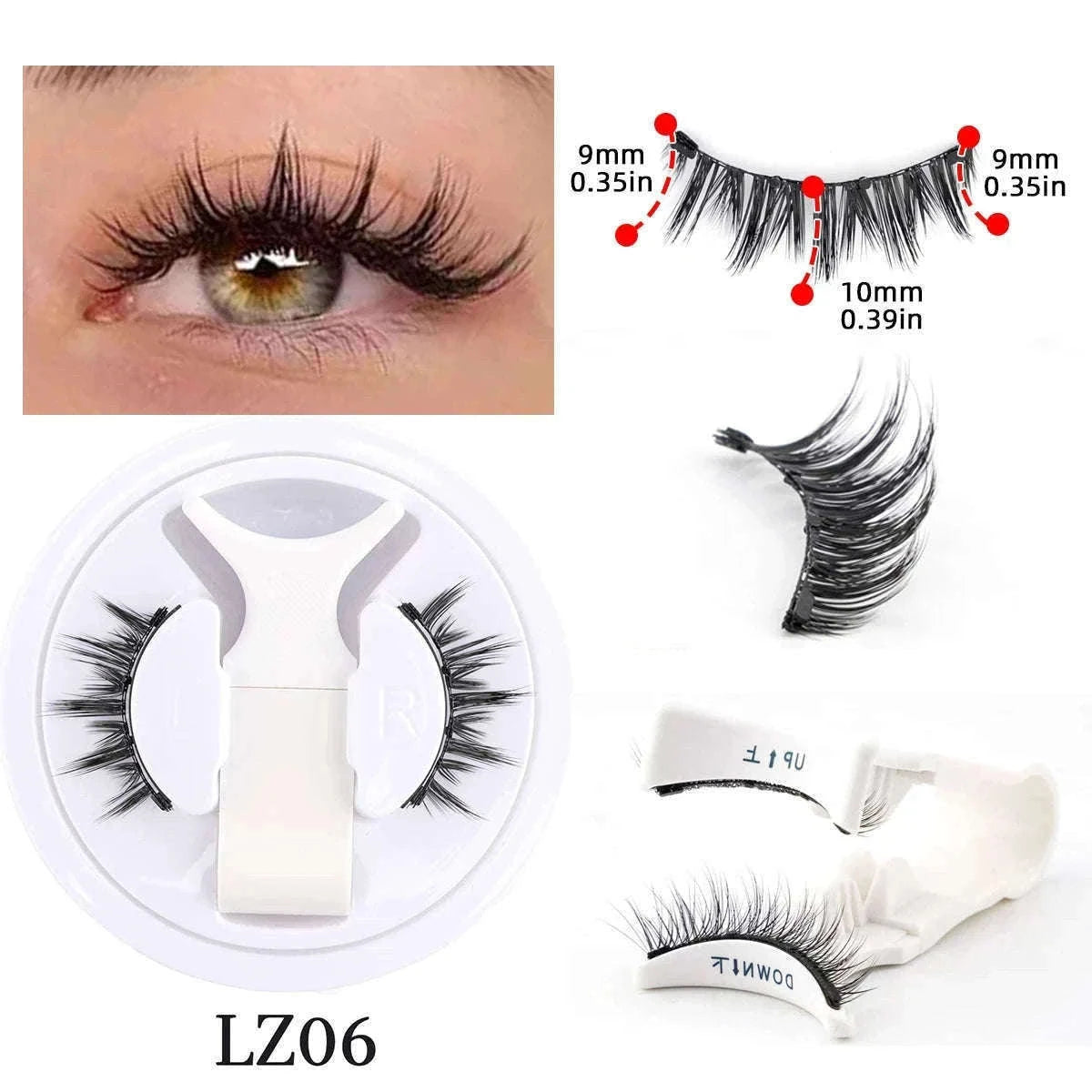 Reusable Magnetic False Eyelashes with Applicator Tweezers Set-1 Pair LZ04