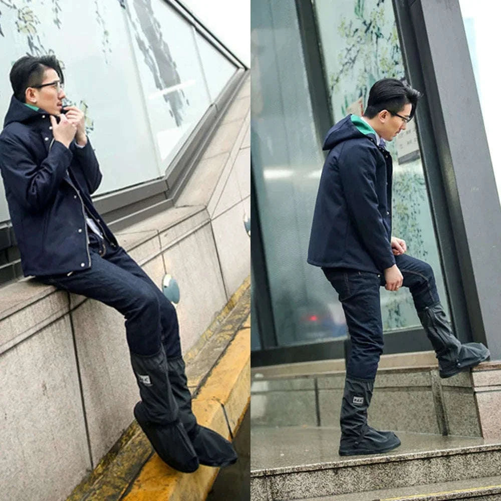 Reusable Motorcycle Rain Shoe Covers for Wet Weather Protection-XL