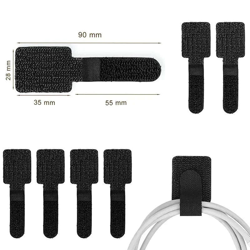 Reusable Velcro Cable Ties and Cord Organizer Straps-Black / 20PCS