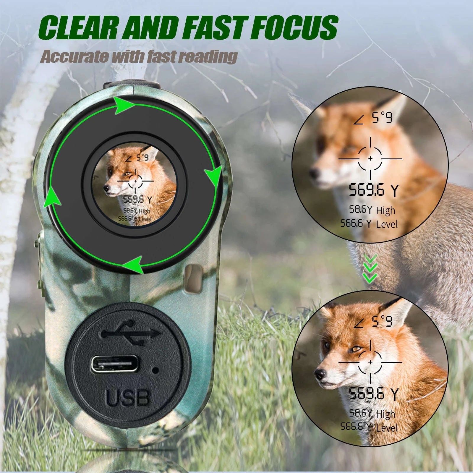 REVASRI Hunting Laser Rangefinder 1000 Yards with Rechargeable Battery-camo rangefinder / 1000m