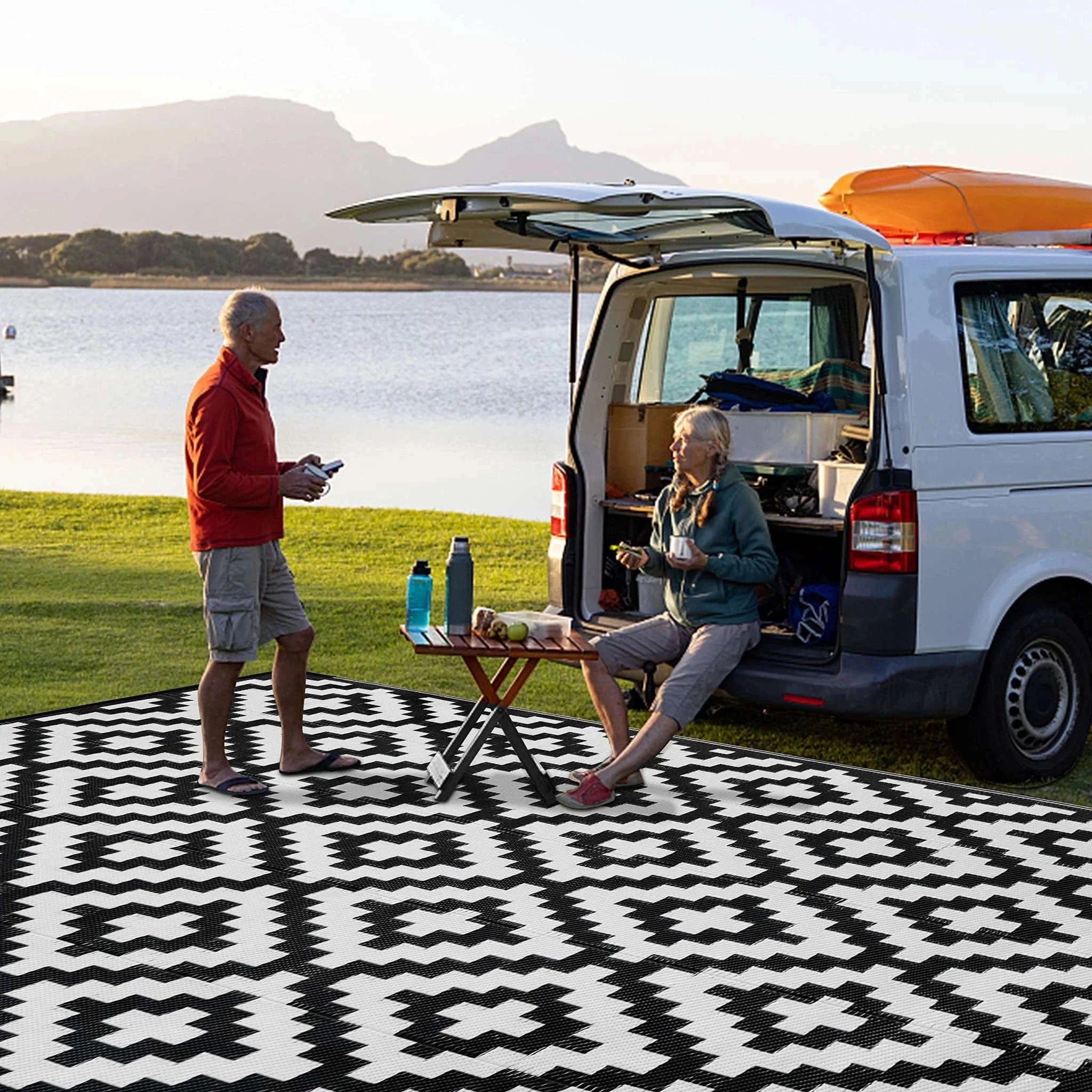 Reversible Outdoor Rug for Camping, Patio and Picnic Use-Rug
