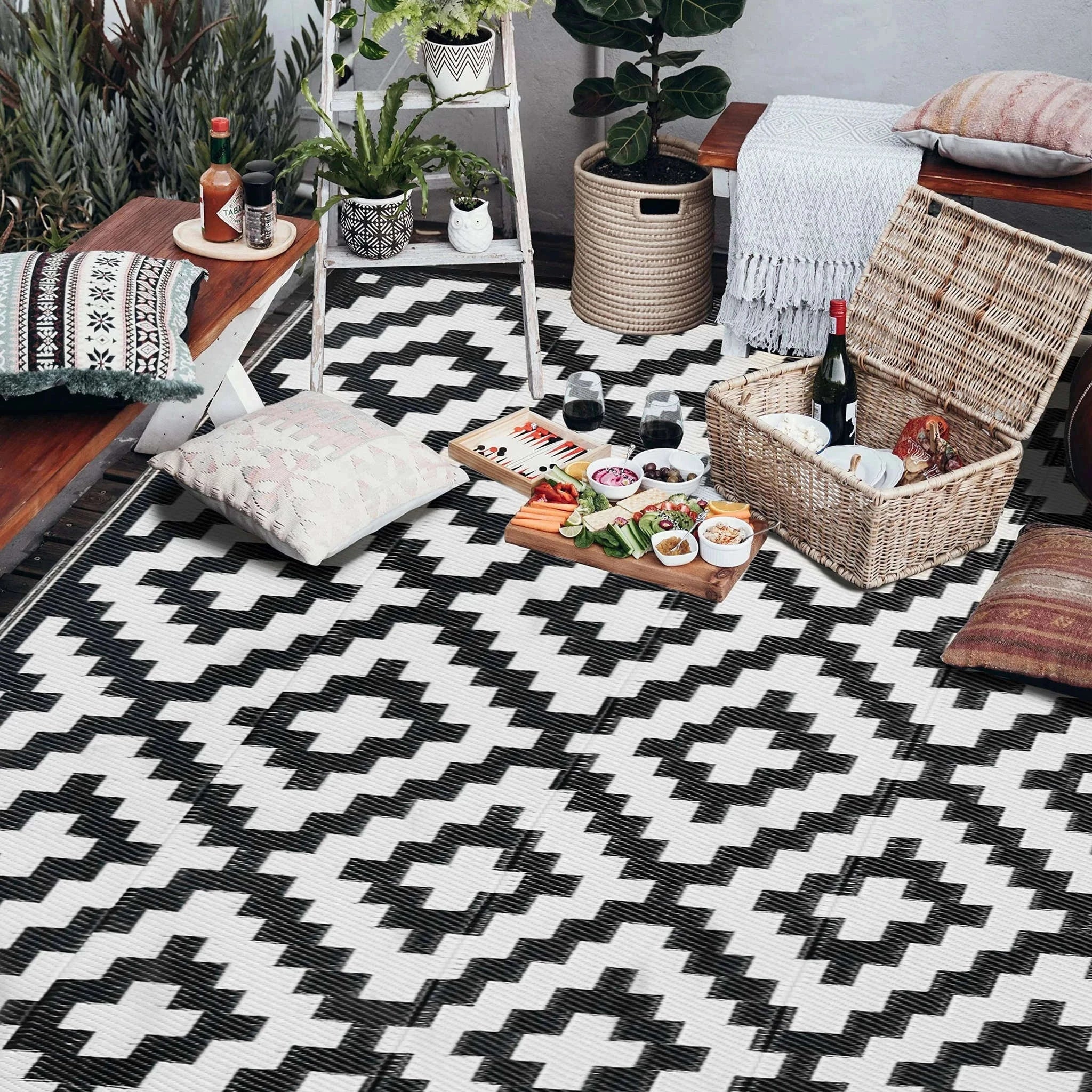 Reversible Outdoor Rug for Camping, Patio and Picnic Use-Rug
