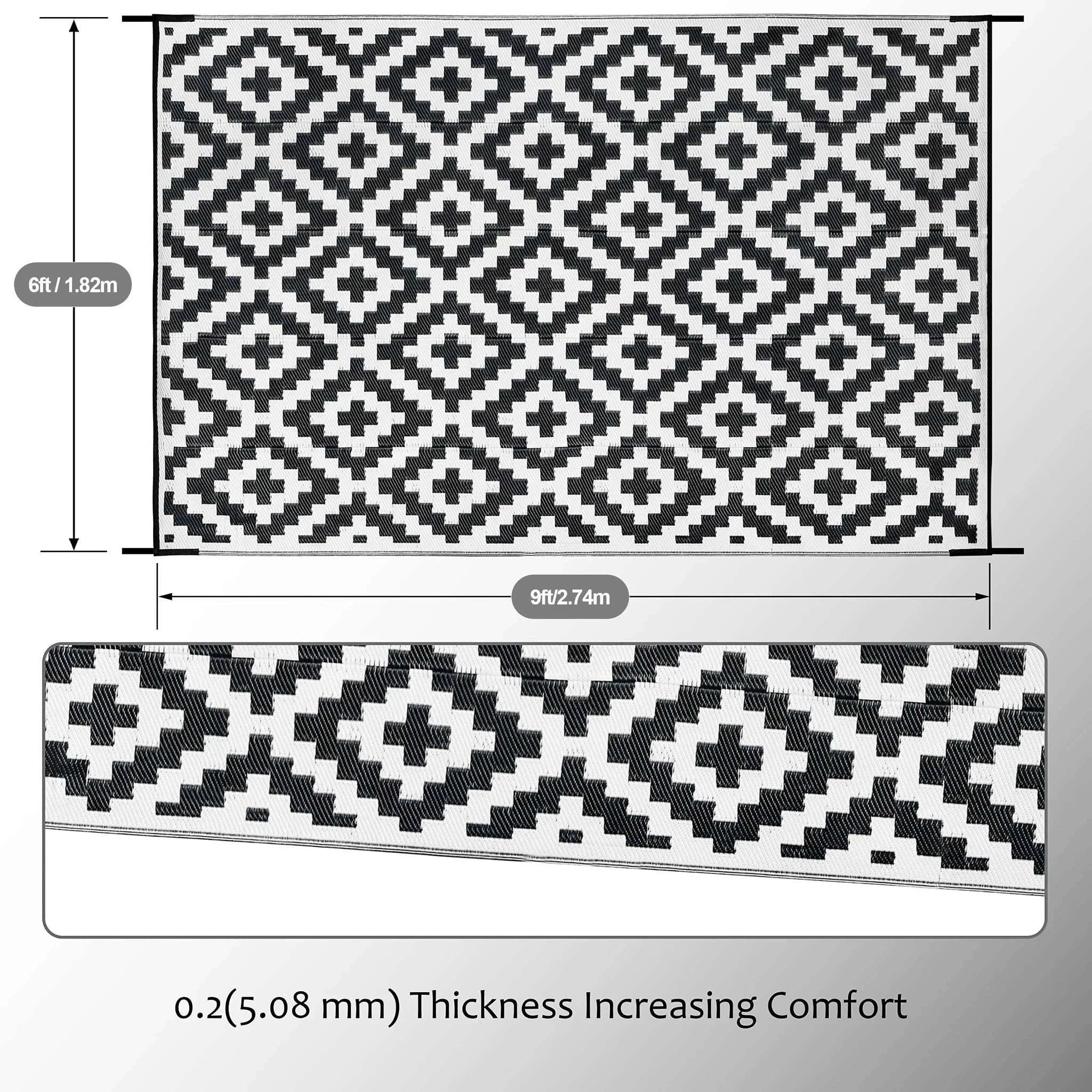 Reversible Outdoor Rug for Camping, Patio and Picnic Use-Rug