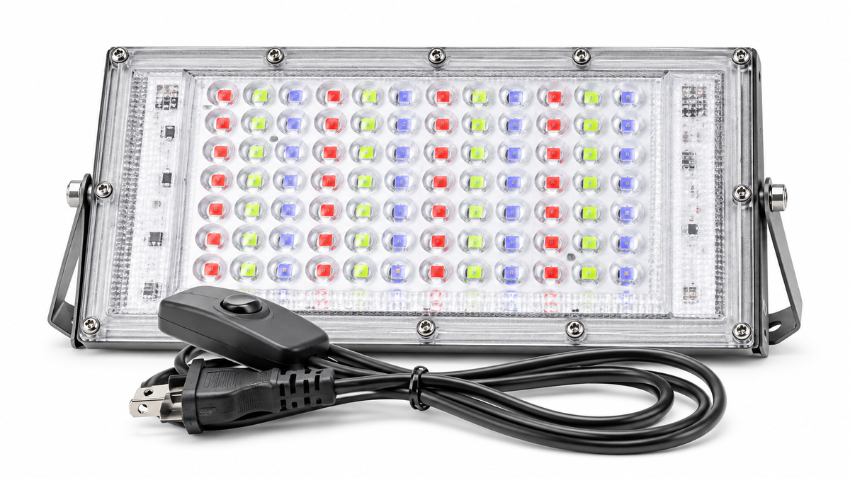 RGB LED floodlight on white background