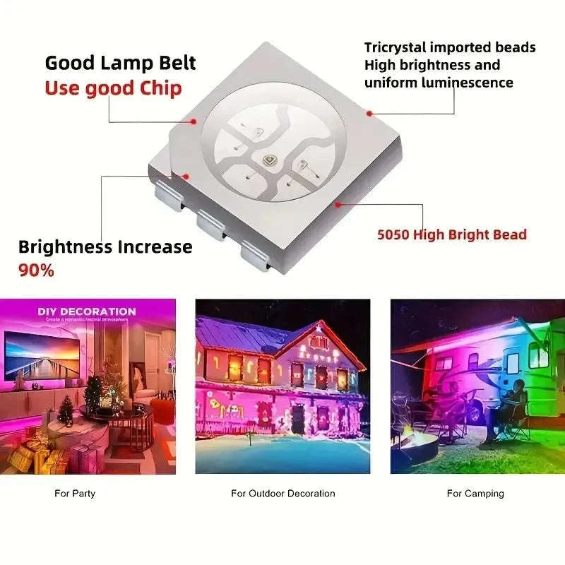 RGB LED Strip Lights with Bluetooth Control 5M–30M 5050 LED Tape-20M / spain