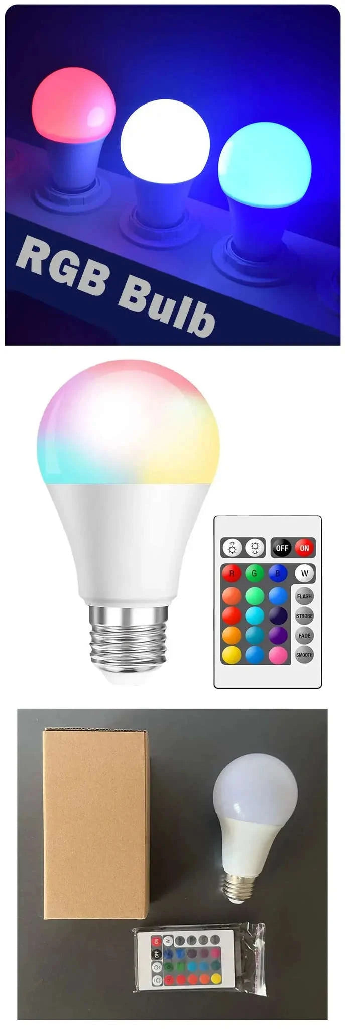 RGB Multicolor Bulb E27 – Dimmable LED Lamp With Remote Control-1pc