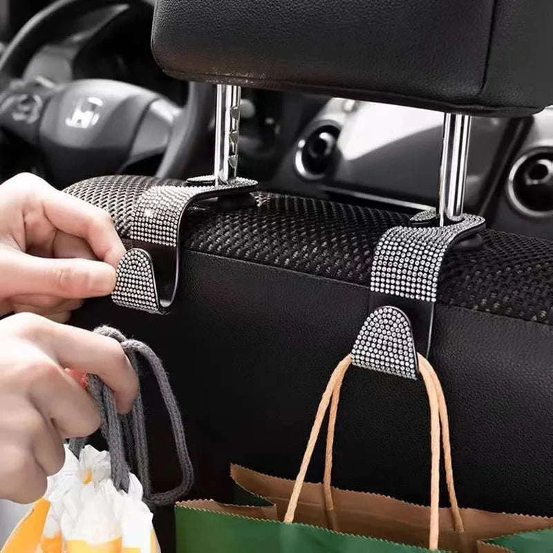 Rhinestone Car Seat Back Hook Hanger for Daily Vehicle Storage-Green 1pc / Germany