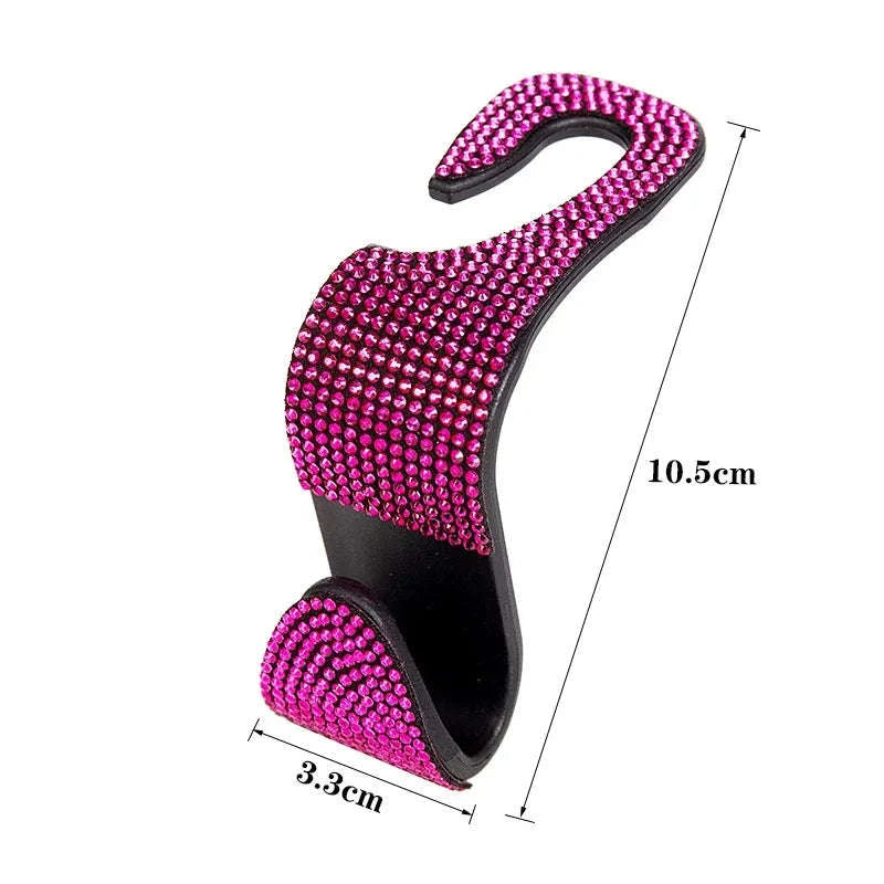 Rhinestone Car Seat Back Hook Hanger for Daily Vehicle Storage-Green 1pc / Germany