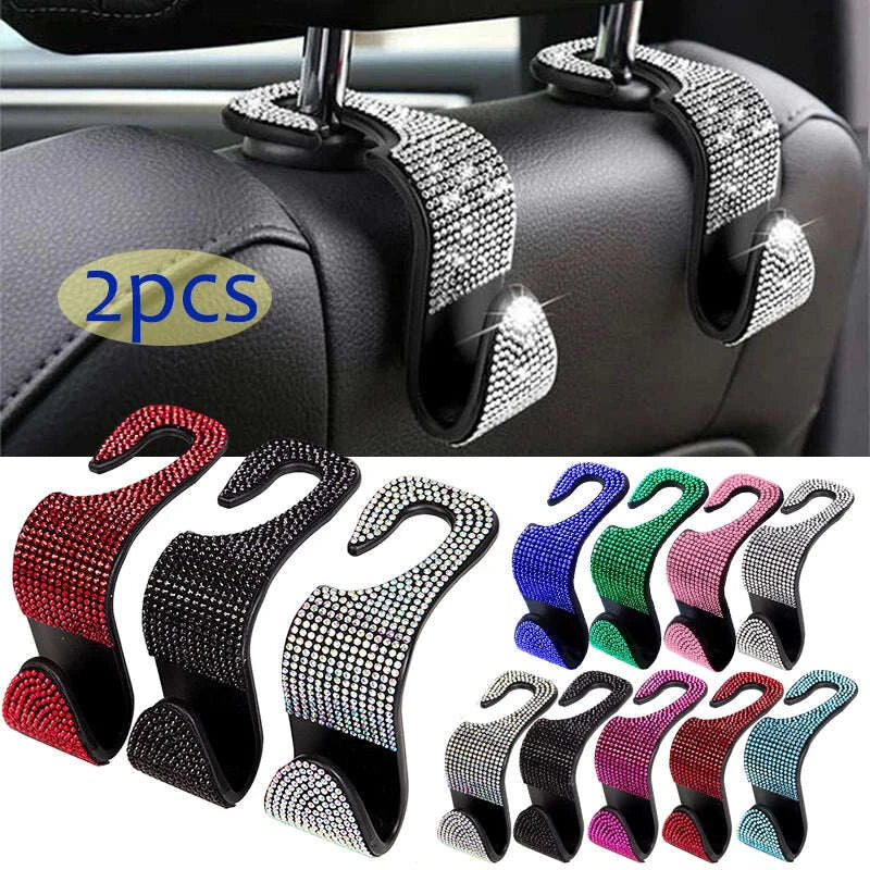Rhinestone Car Seat Back Hook Hanger for Daily Vehicle Storage-Green 1pc / Germany