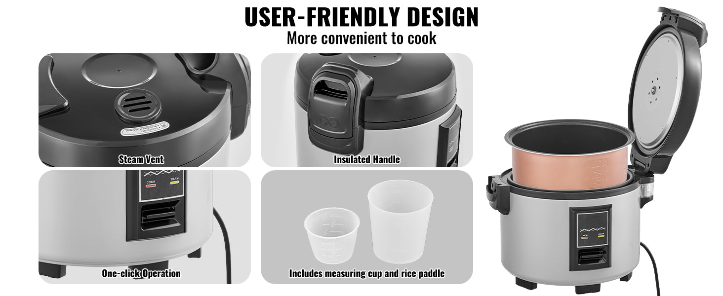 Commercial Rice Cooker 60 Cup Capacity 13 L with Nonstick Inner Pot
