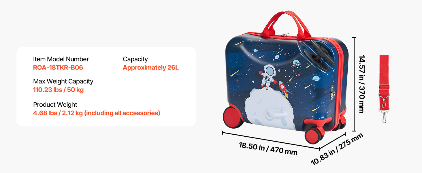 Valigia monopattino da viaggio per bambini 18'' 26L bagaglio a mano