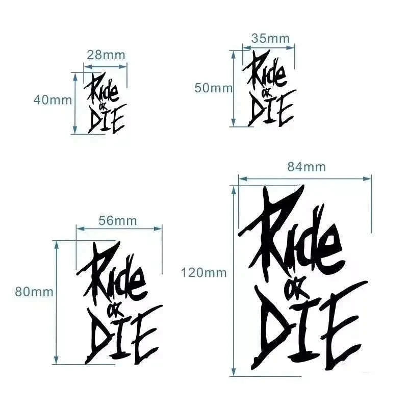 Ride or Die Bike Frame Sticker for Bold Custom Style-LK-RIDE-FY-G / 2.8x4CM(S)