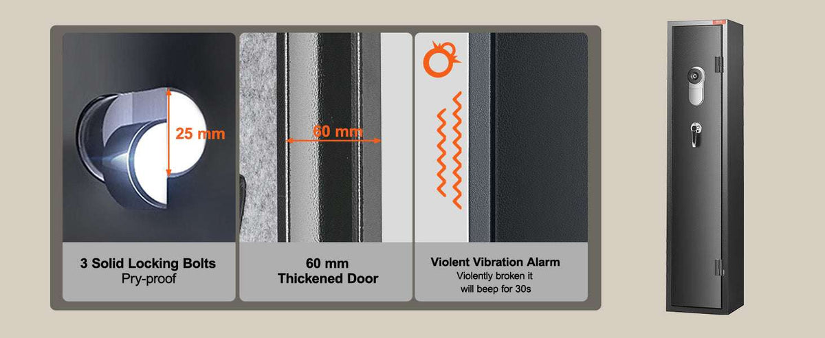 Rifle Gun Safe Cabinet with Digital Keypad or Fingerprint Lock-6-8 with Locker / spain