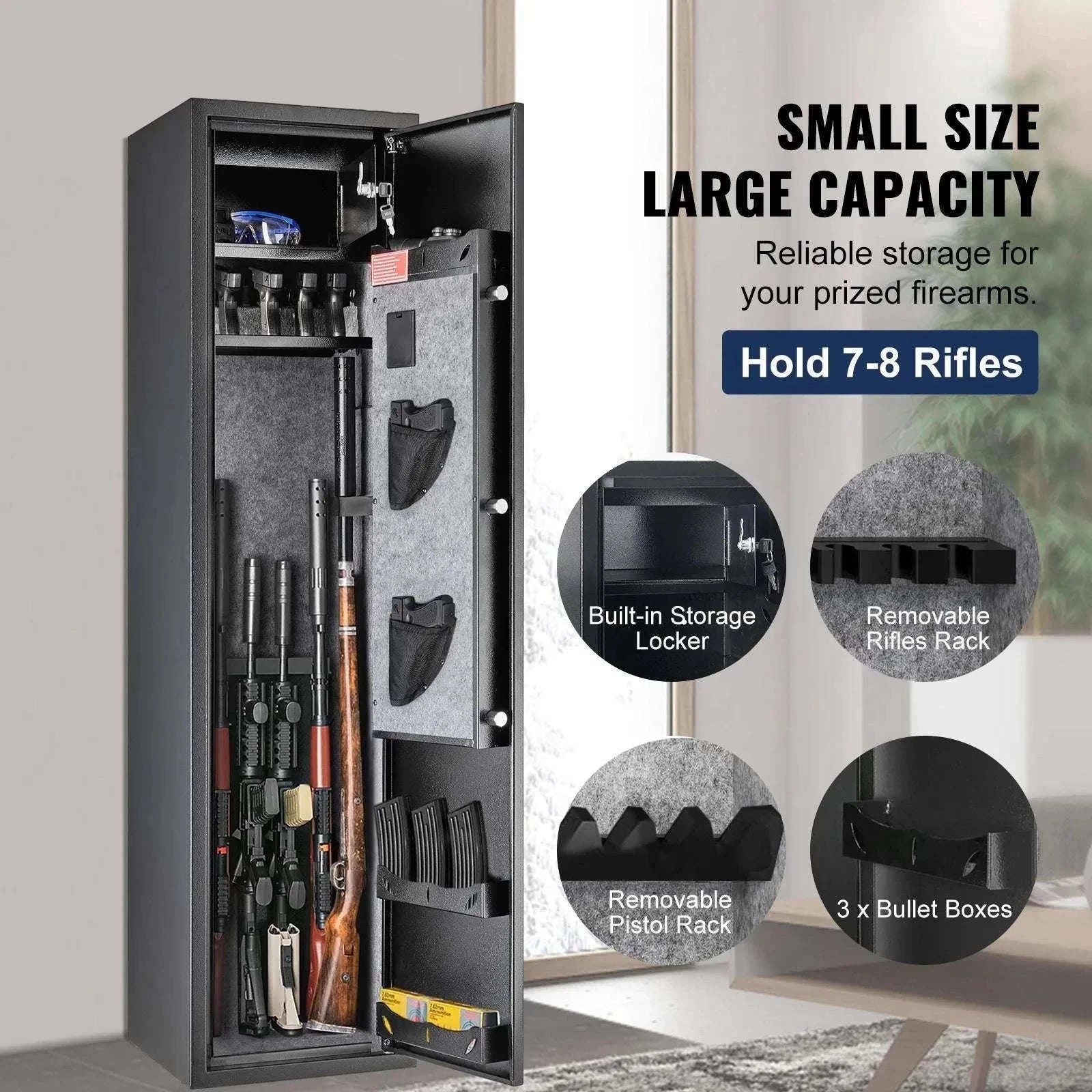 Rifle Gun Safe Cabinet with Digital Keypad or Fingerprint Lock-6-8 with Locker / spain