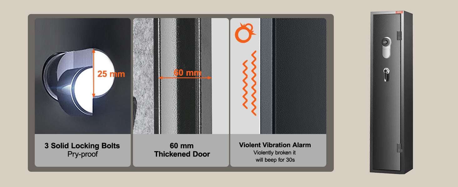 Rifle Gun Safe Cabinet with Digital Keypad or Fingerprint Lock-6-8 with Locker / spain