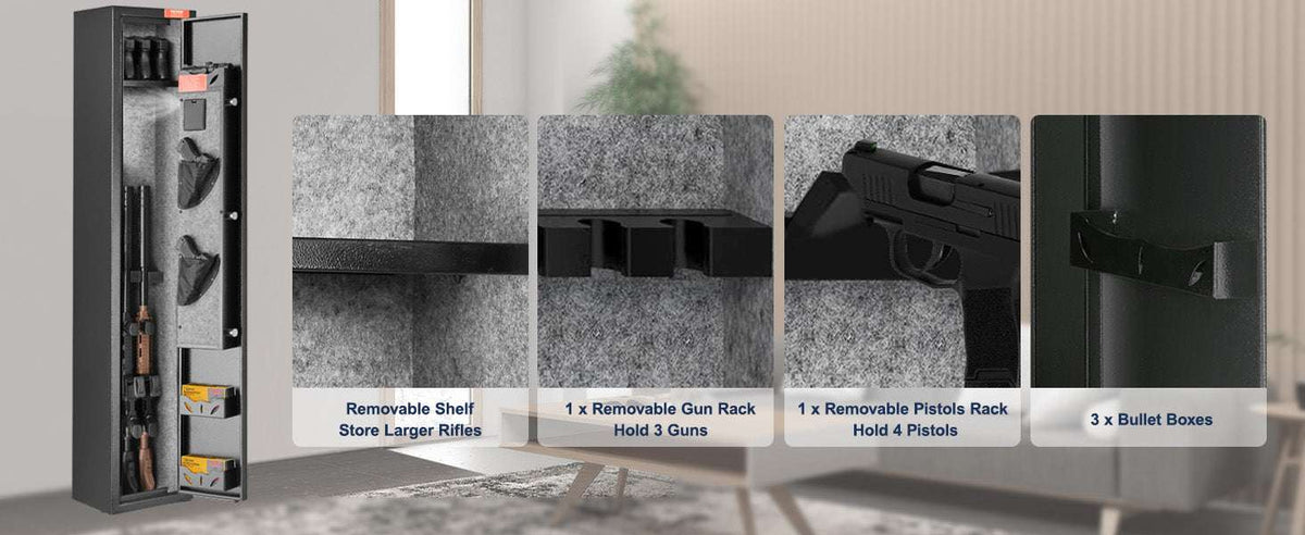 Rifle Gun Safe Cabinet with Digital Keypad or Fingerprint Lock-6-8 with Locker / spain