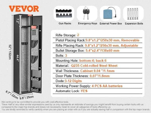 Rifle Gun Safe Cabinet with Digital Keypad or Fingerprint Lock-6-8 with Locker / spain