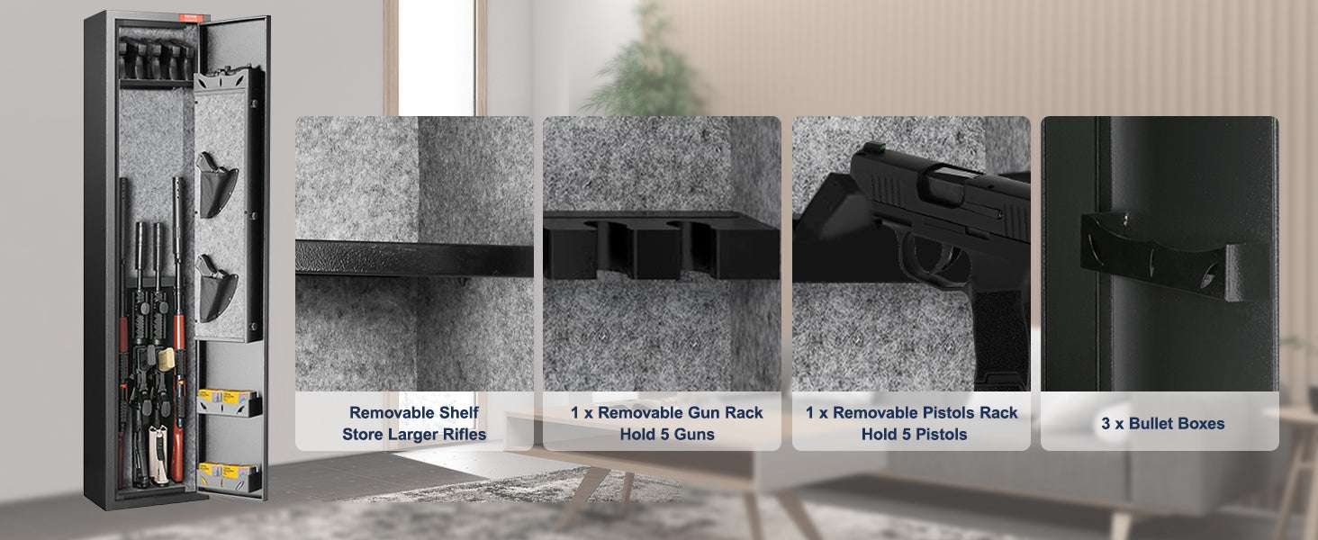 Rifle Gun Safe Cabinet with Digital Keypad or Fingerprint Lock-6-8 with Locker / spain